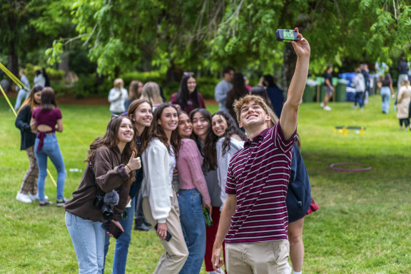 A group of students taking a selfie