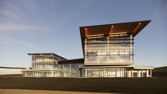 The east facing rendering of the new academic building
