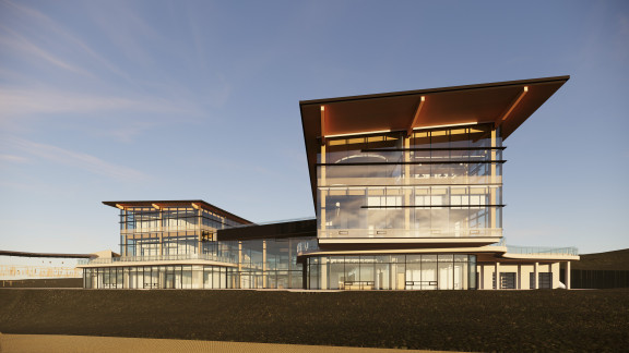 The east view rendering of the new academic centre