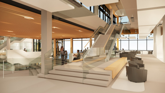 A digital rendering of the interior of the new academic centre