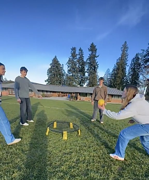 Students enjoy some free time on Gillespie Field.