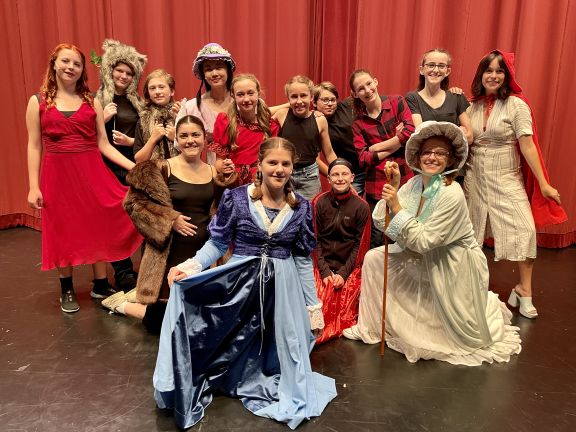 Sr Musical Theatre Camp participants dressed for their final performance of Little Red Riding Hood