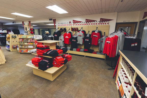 Red, black, white, and grey School clothes in the Store