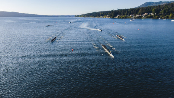 A race coming down the course at the Brentwood Regatta