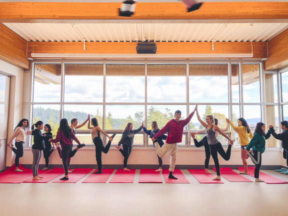 Students in the yoga studio