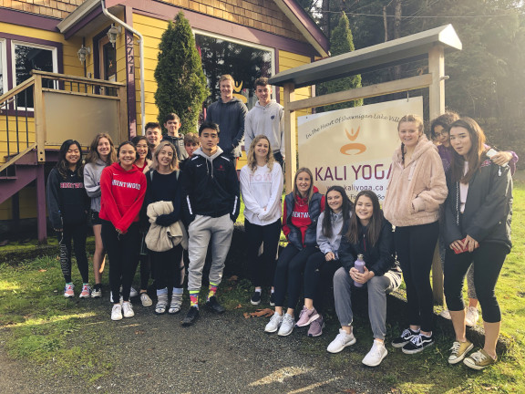 Students outside the local yoga studio