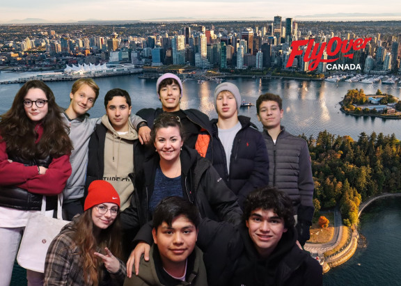 A group of students at FlyOver Canada