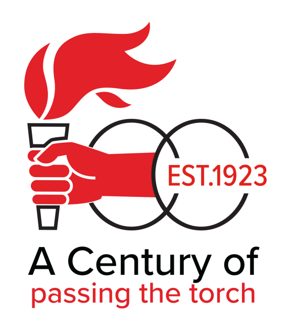 The centenary logo: A Century of Passing the Torch