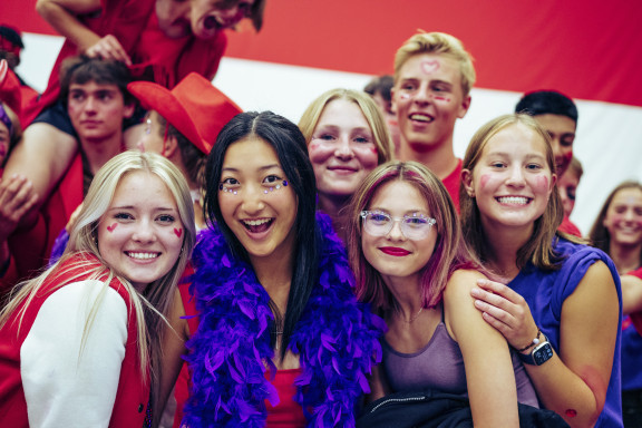 Student dressed in house colours at an Interhouse Competition event