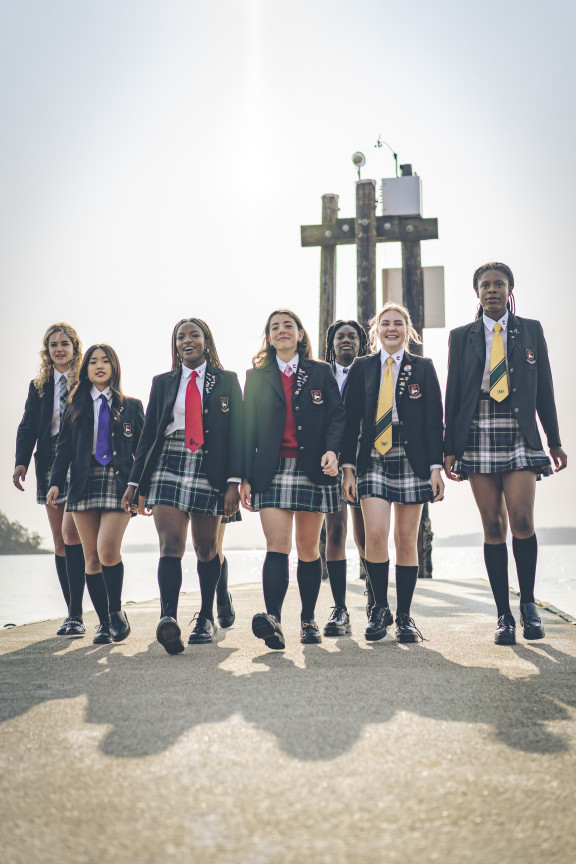 Student walking in uniform