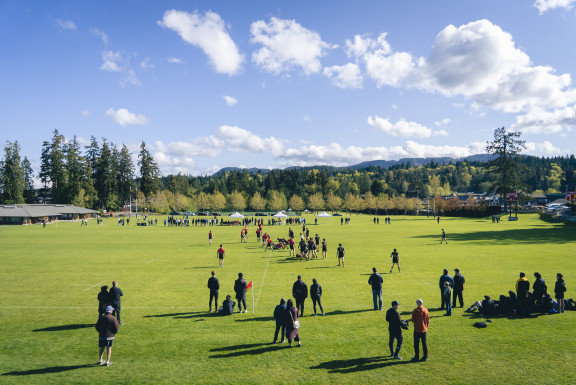The sports fields with rugby games