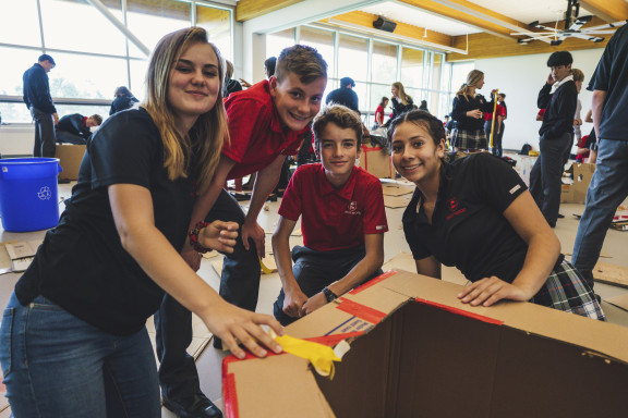 Students collaborating at brentwood college school academic facilities