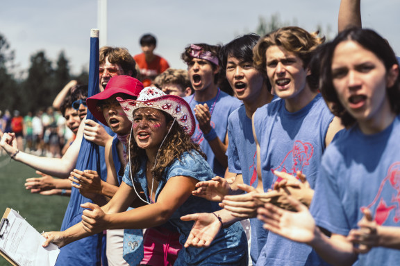 Students cheering during an interhouse competition