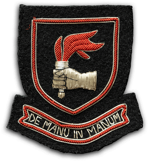 The Brentwood crest in embroidery