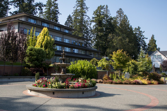 The gardens surrounding two of the boarding houses