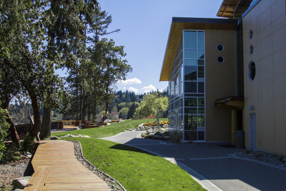 The gardens on the campus waterfront