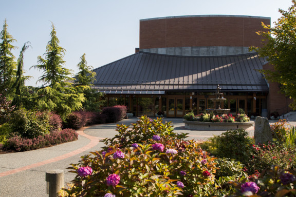 A gardens surrounding the T. Gil Bunch Centre