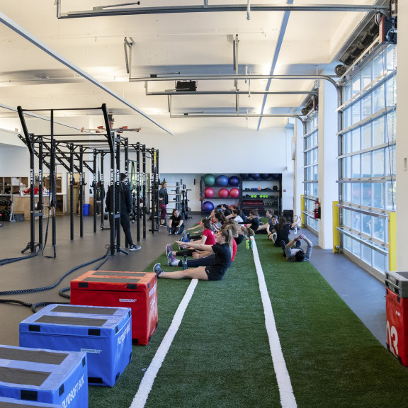 Students working out in the gym