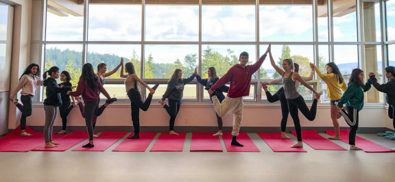 A yoga class in the studio