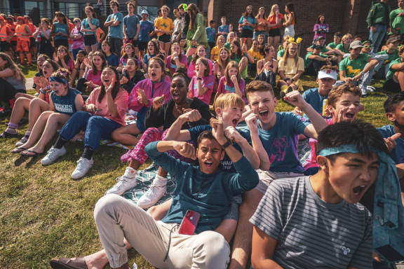 Students cheering during an inter house competition