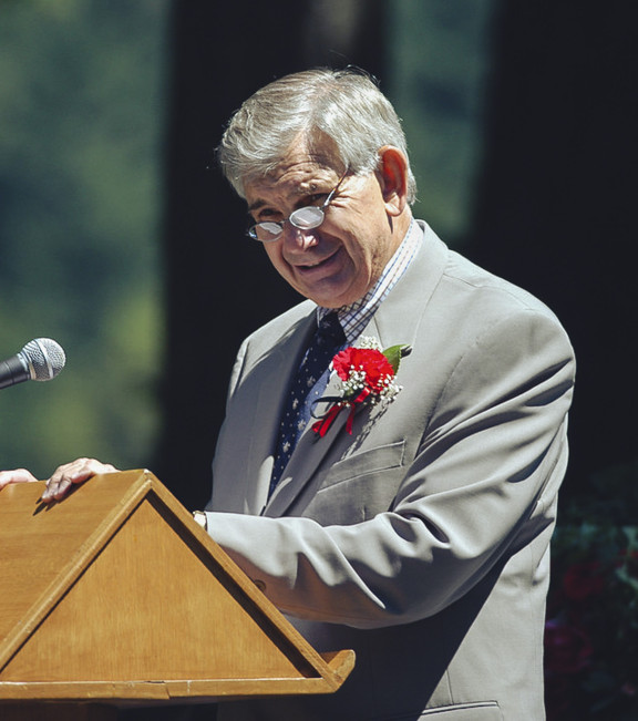 William T Ross, former head of school, giving a speach