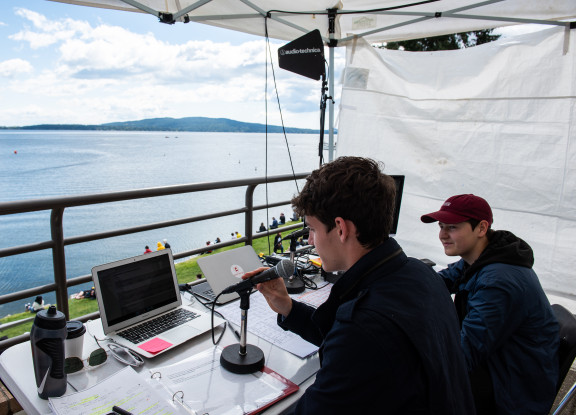 An announcer working at the Brentwood Regatta