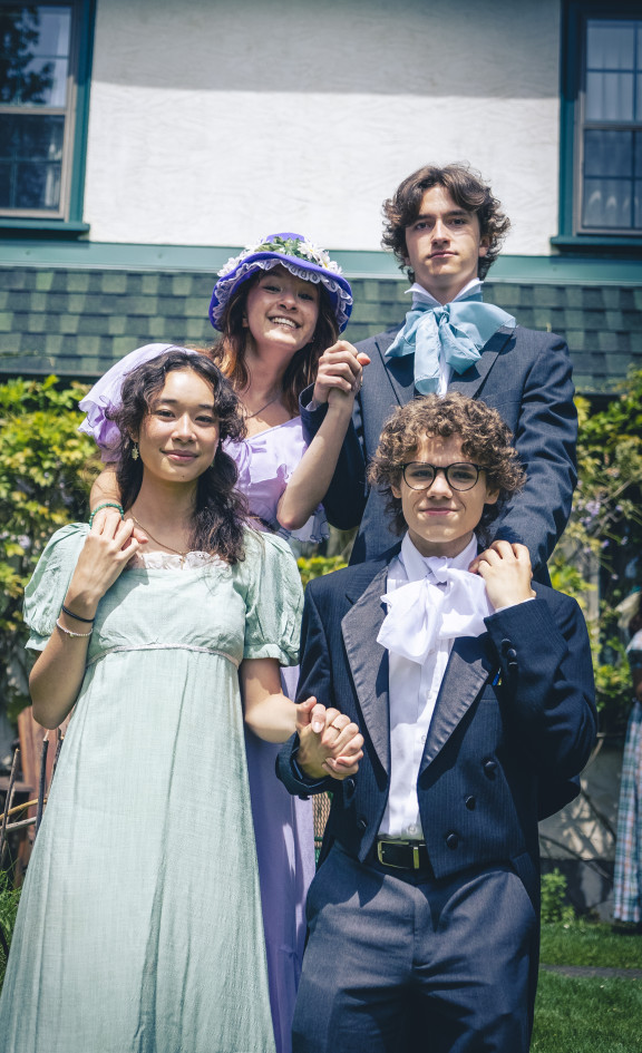 Students dressed up in traditional English dress