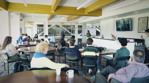 A room of students at a physics conference