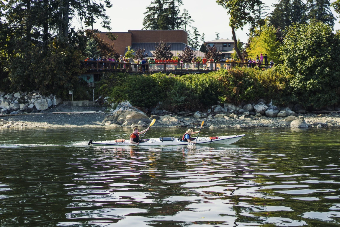 Private school students kayaking