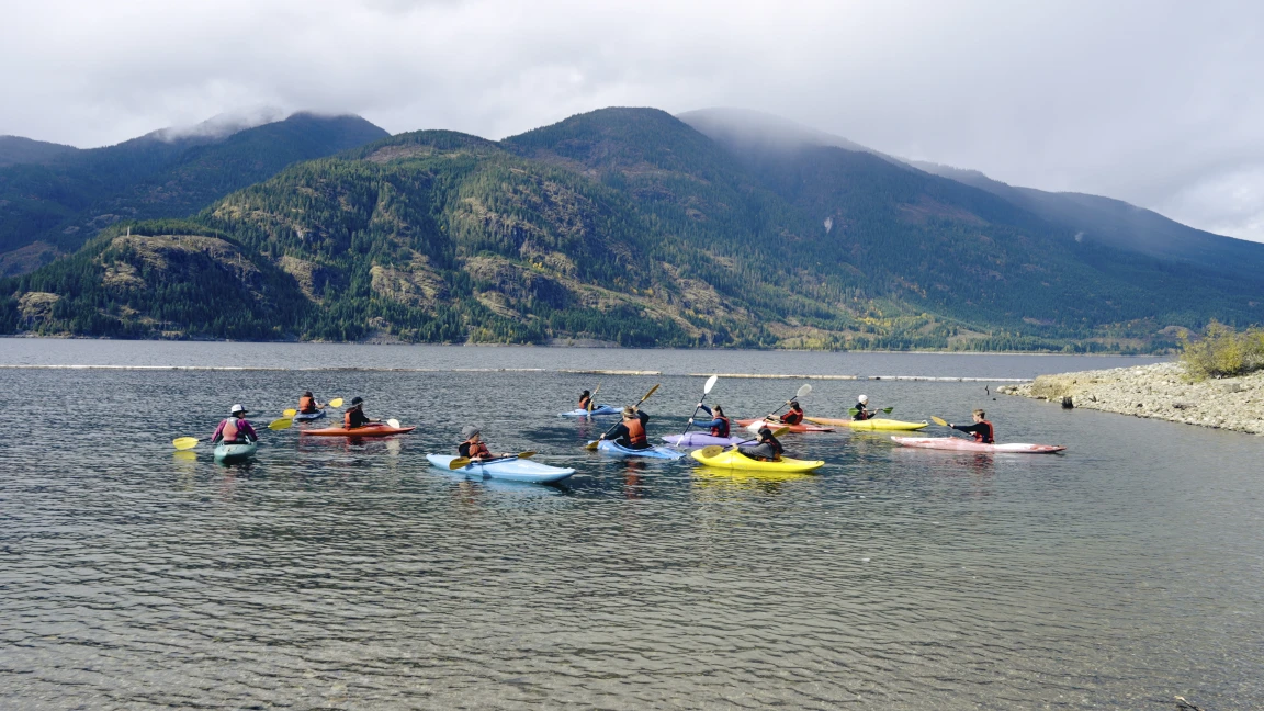 Private school students kayaking in Stathcona Park