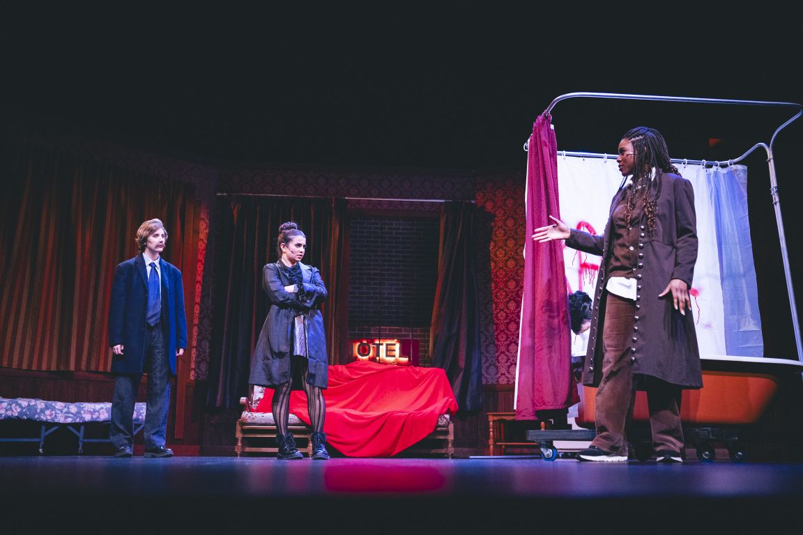 Students performing a scene in a theatre production