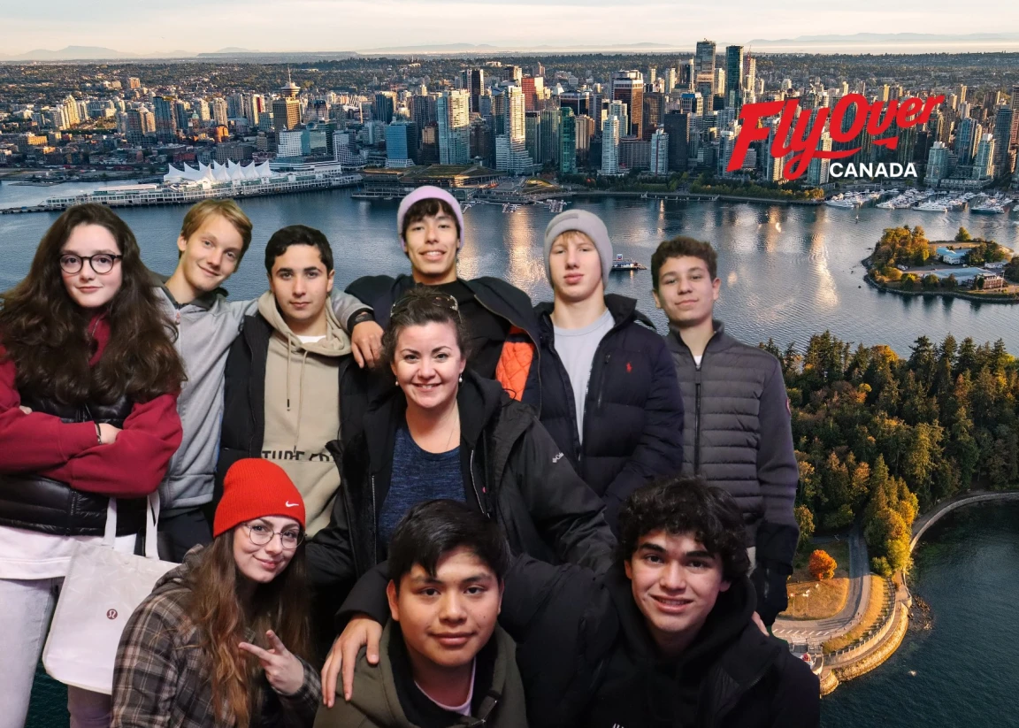 A group of students at FlyOver Canada