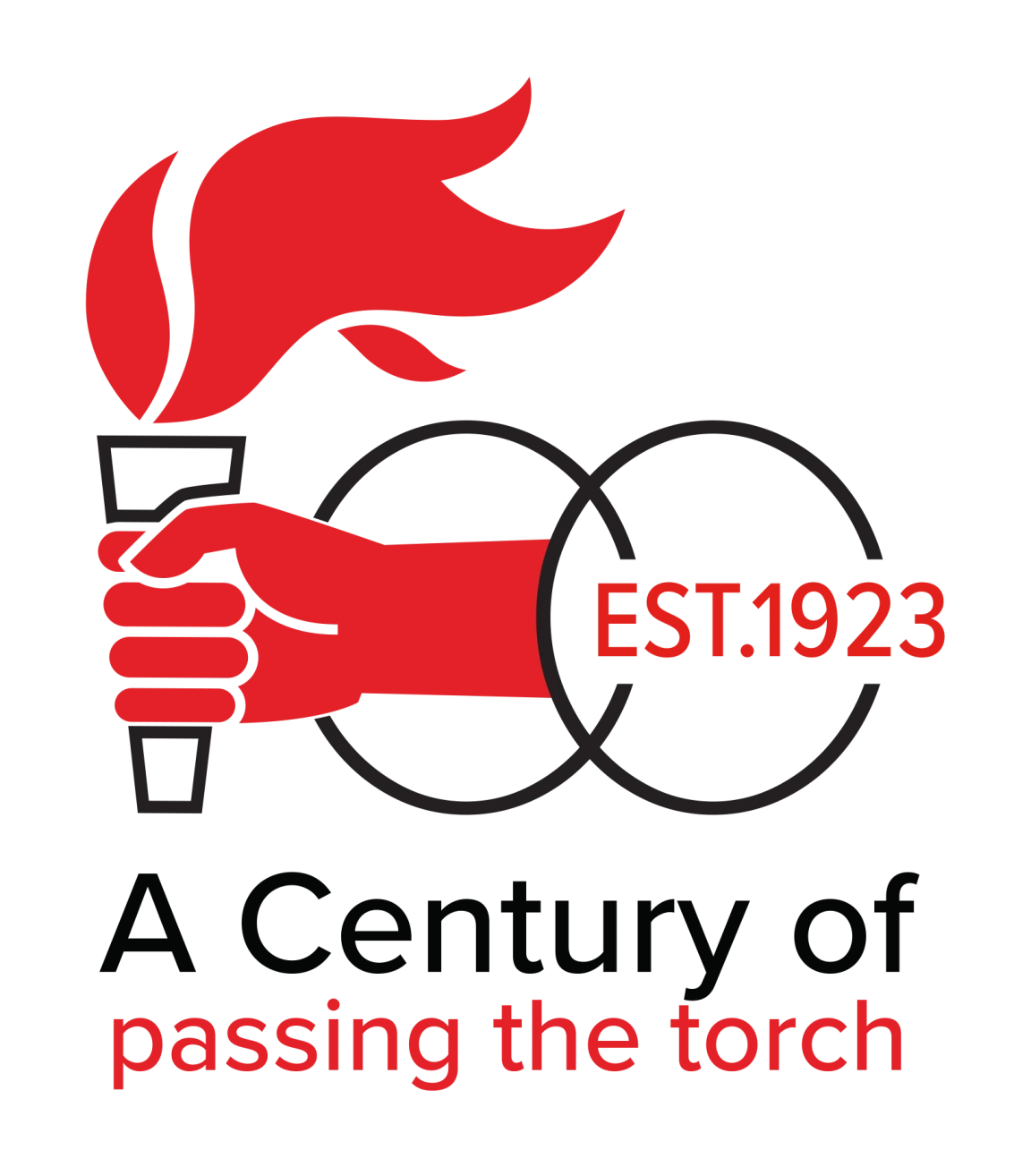 The centenary logo: A Century of Passing the Torch