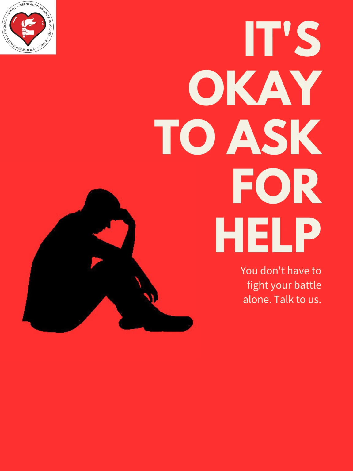 B-Well mental health poster reading It's okay to ask for help