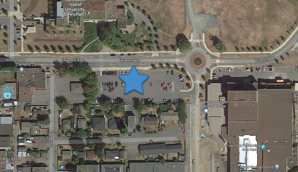 Map showing the Duncan bus pickup location