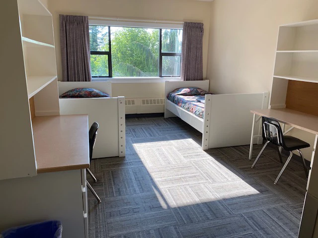A twin dorm room available for external rentals