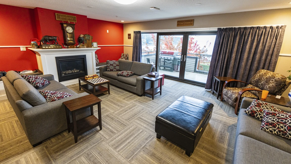 Boarding school house common room area in Whittall House